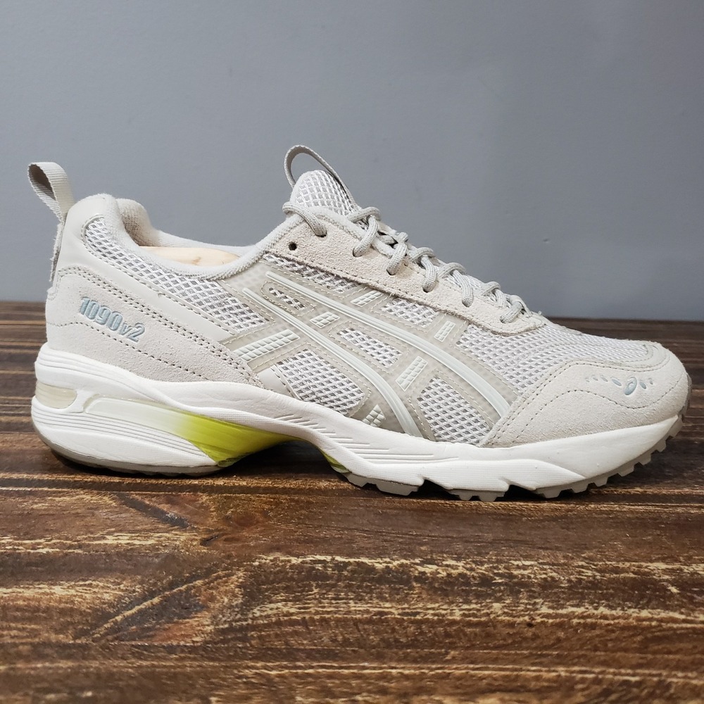 Asics Gel-1090v2 Sneakers Womens 10 1202A480 Cream Silver Excellent Mesh Suede